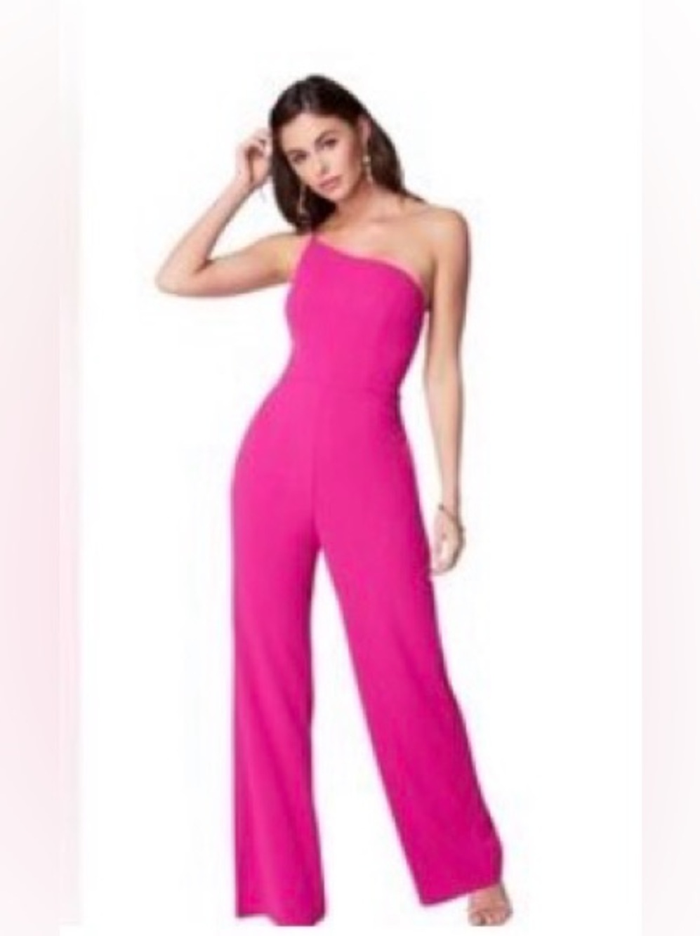 Crystal Sky Hot Pink One Shoulder Wide Leg Jumpsuit M